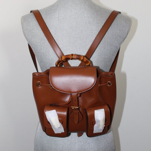 NWT Gucci GG Bamboo Vintage 1947 Front Pocket Backpack Sling Rucksack Bag 702101